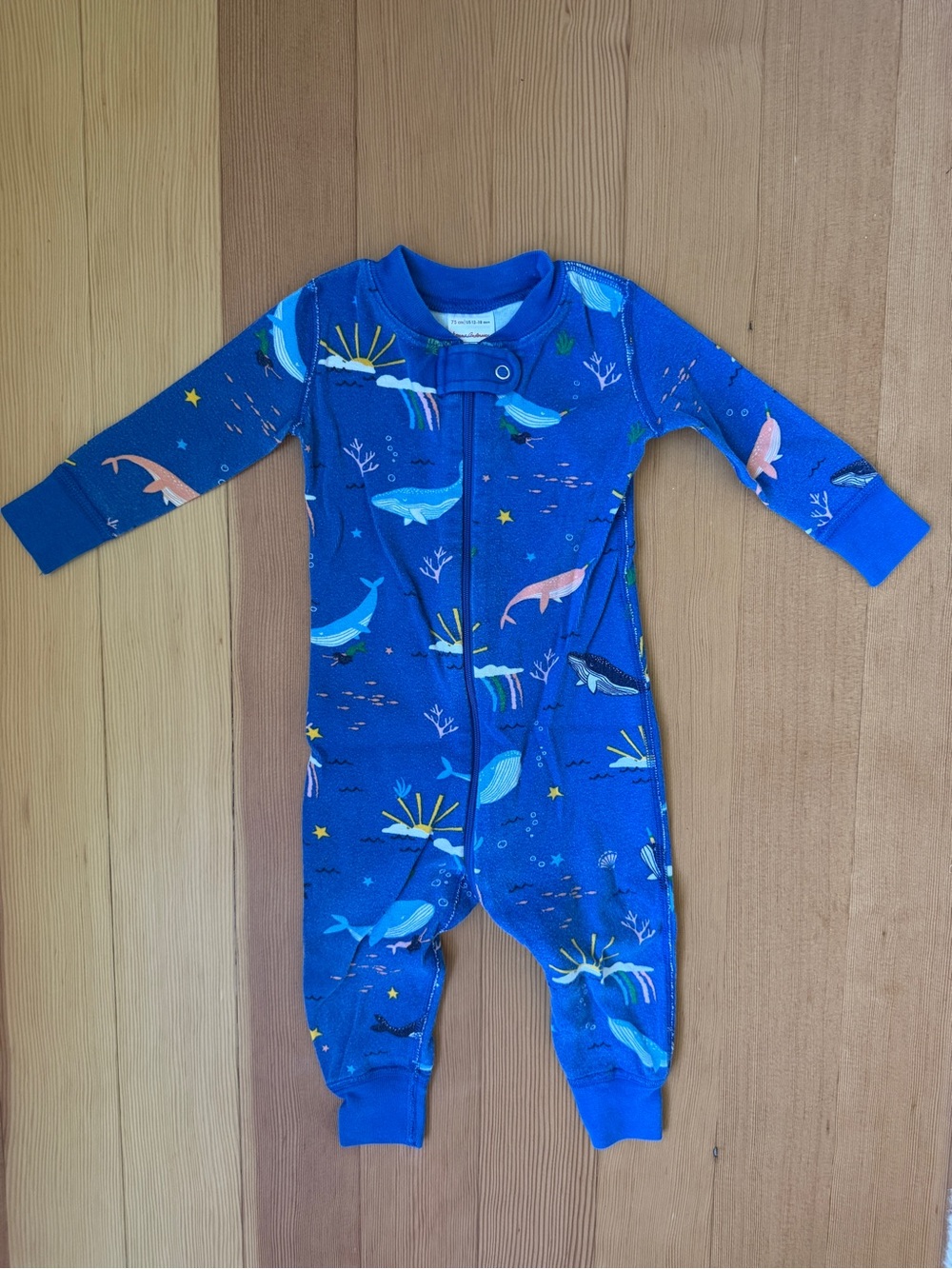 Hanna Andersson Blue Whale Print Kids One-Piece PJ